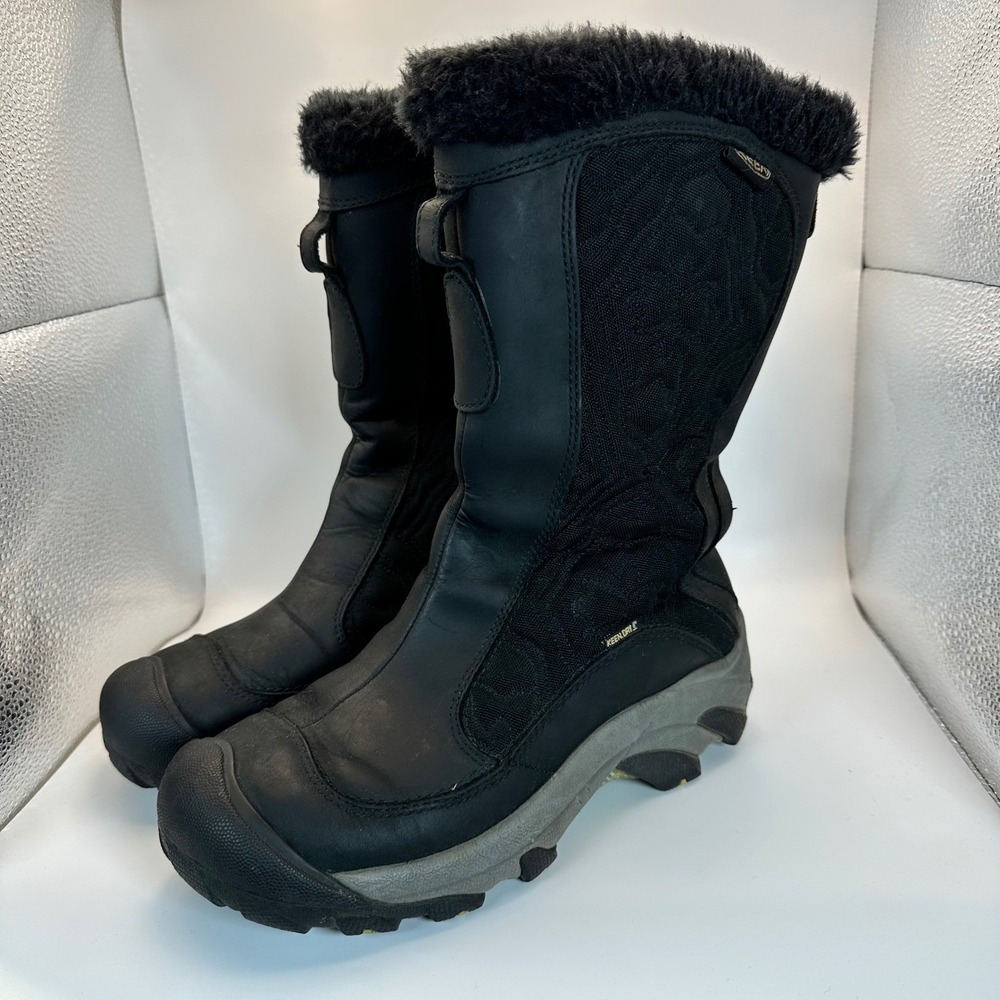 Keen Winter Boots Women 7 Black Waterproof Faux Fur Trim Gorpcore Outdoor